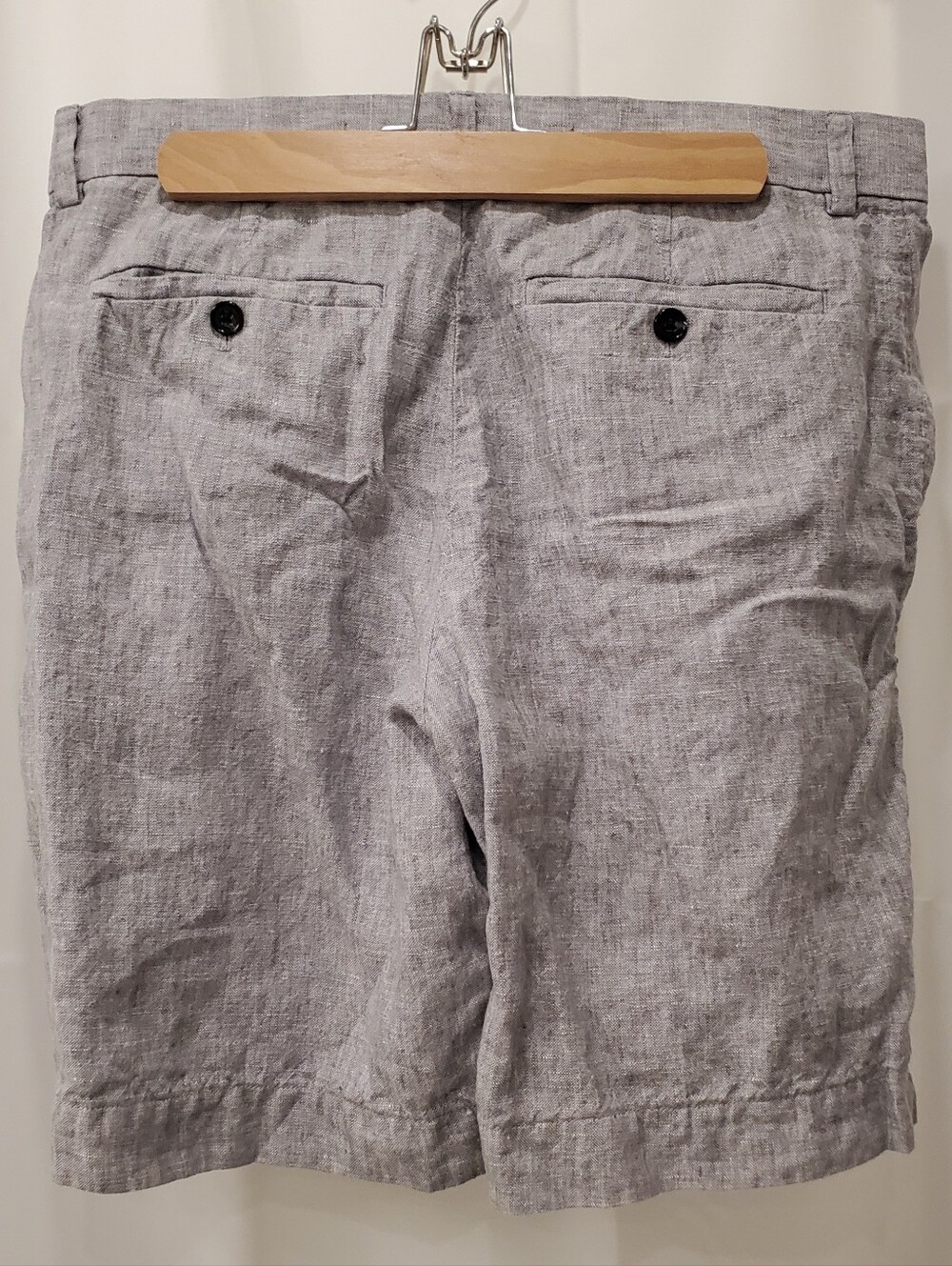Banana Republic Light Gray Flat Front Linen-Blend Shorts